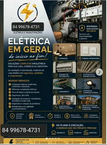 Eletricista em Parnamirim-RN. Instalação de Energia Completa Monofasica e Trifasica,...