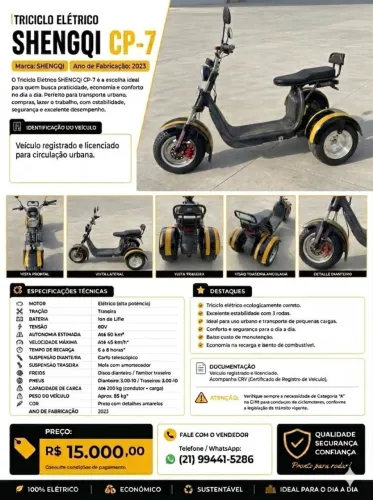 Moto Triciclo Elétrico