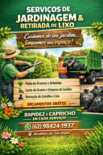 Poda de árvores corta gramas tira entulho lixo e etc