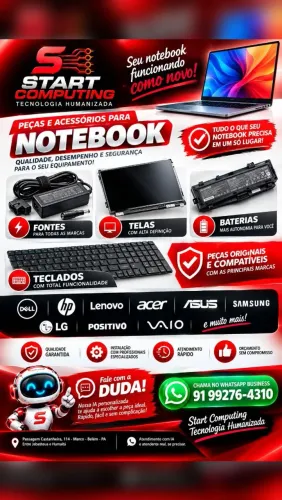? Fonte e teclado, ? bateria e tela de notebook