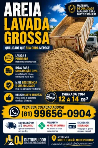 ? AREIA LAVADA GROSSA ? QUALIDADE PARA SUA OBRA !