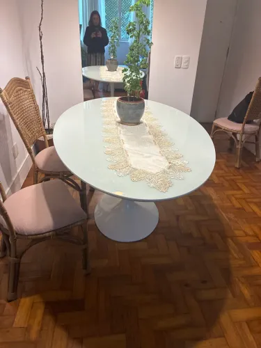 Mesa 6 lugares oval branca 6 lugares