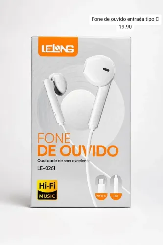 Fone de ouvido cabo tipo C