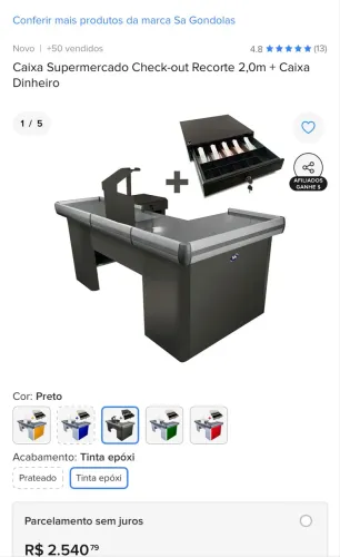 Caixa checkout completo. Pra sair hoje.500
