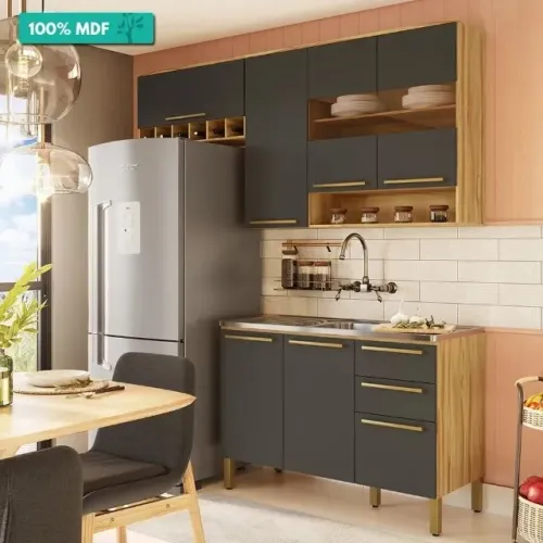 Cozinha Napoli Prime C/ 3 Modulos, 100% MDF - Rio Doce