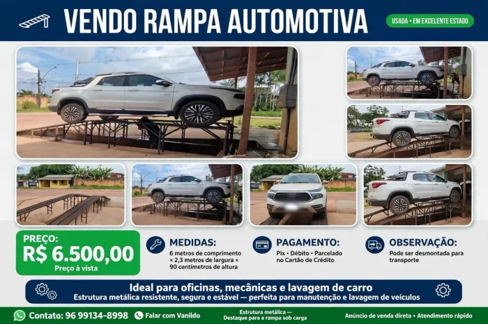 Rampa de ferro para lavagem automotiva