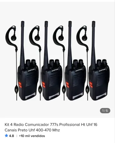 Kit 4 Rádio Comunicador 777s Profissional