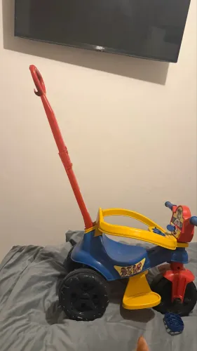 Triciclo Infantil Passeio Empurrador Kendy Velotrol Motoca Azul