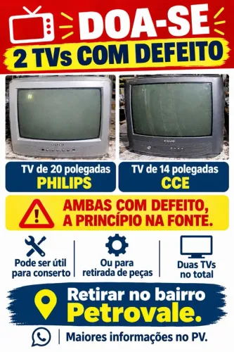 Doação TV antiga com defeito fonte