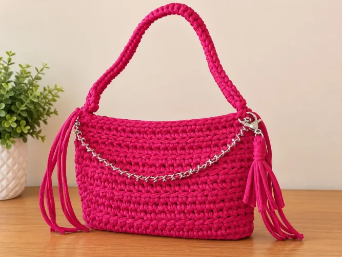 Bolsas em macramê fio de malha