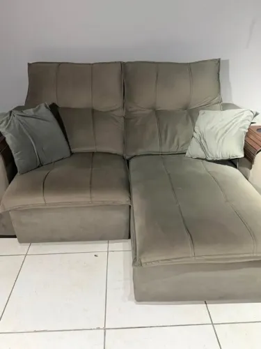Sofá 2 Lugares Cinza Retrátil
