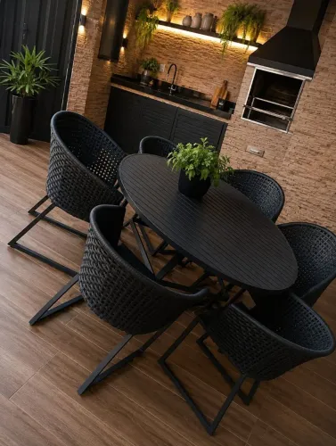 Mesa para sua área Gourmet, cadeiras cordas náutica , usada pouca vezes
