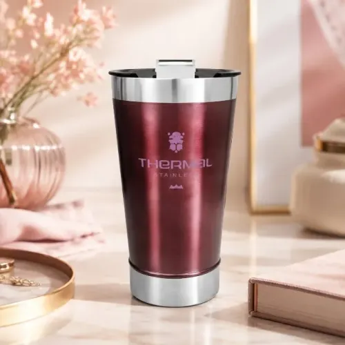 Copo Térmico com Tampa Thermal 473ml Vinho