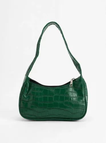 Bolsa Baguette Verde Esmeralda Croco Brilho - Y2K Ombro Anos 2000 Bottega
