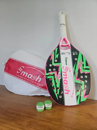 Desapego carioca! Raquete Beach Tennis Smash BT Potenza + Capa + 2 Fitas Overgrip