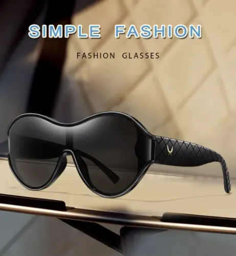 Óculos de sol redondos com lentes grandes, proteção UV