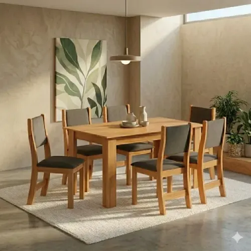 Mesa de jantar elegante 6 lugares a pronta entrega