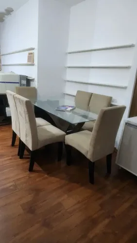 Mesa Jantar 6 cadeiras tampo de Vidro ( 1,80 x 0,90 Tampo)