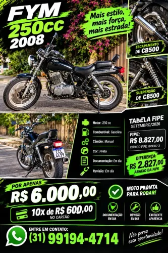 FYM 250cc 2008 - CUSTOM CB500 | R$ 6.000