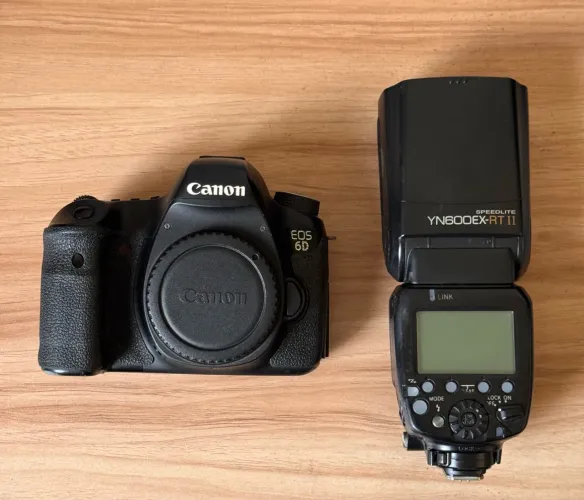 Kit câmera cânon 6D com flash