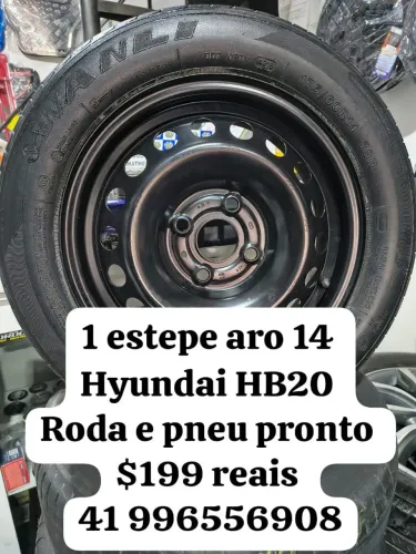 Estepe hb20 aro 14 roda e pneu pronto furação 4x100 Disk entrega