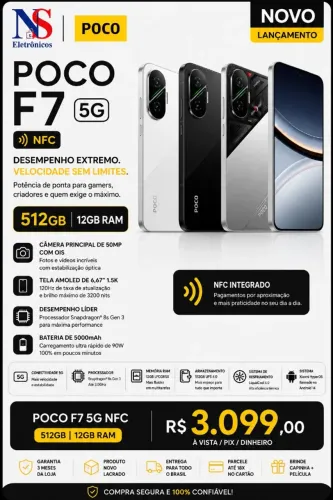 Xiaomi Poco F7 5G 512GB 12GB RAM LACRADO NOVO ENTREGAMOS GRATIS