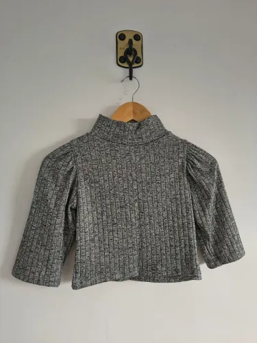 Blusa Cropped Cinza Mesclada