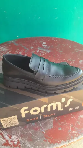 Sapato Social Masculino, Mocassim, preto, 39, forma grande