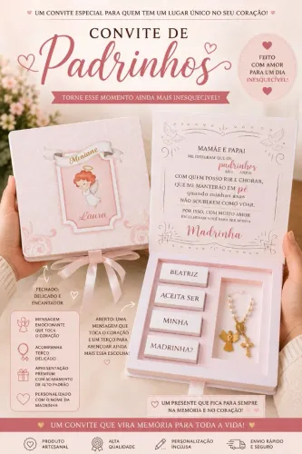 Convite Padrinhos Batizado Eucaristia Crisma Casamento