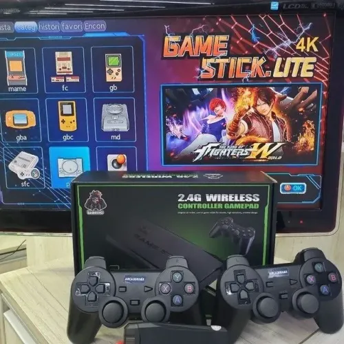 Game Stick 4K Lite com 2 Controles Sem Fio + Milhares de Jogos Retrô | Plug & Play