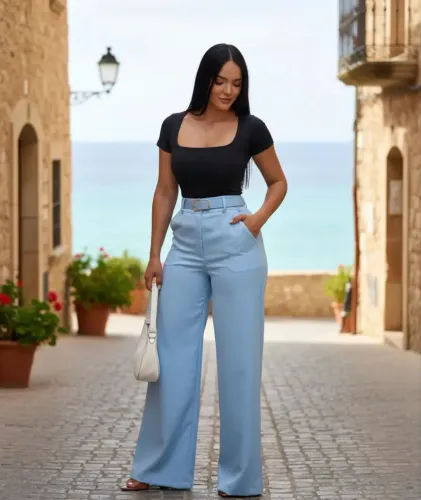 CALÇA AZUL BEBÊ NOVA