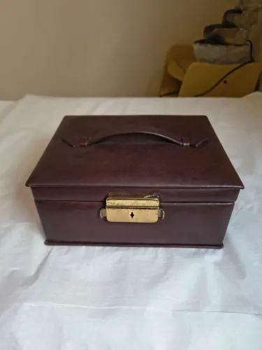 Caixa porta jóias couro vintage