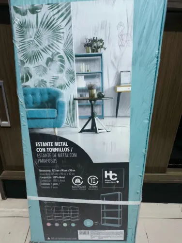 Estante Metálica Azul Home Collection - 5 Prateleiras - 175x90x30 cm