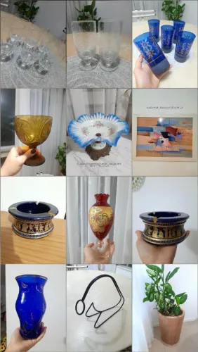 Objetos de decoração cinzeiro, vaso, ânfora, pratos, Bandejas, copos antigos vintage 
