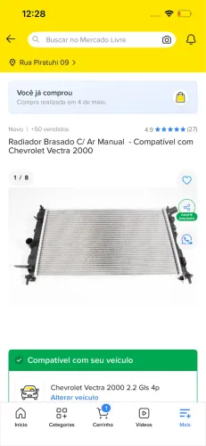 Radiador para o vectra 97 a 05 