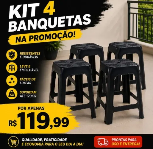 Kit com 4 banquetas Entregamos 