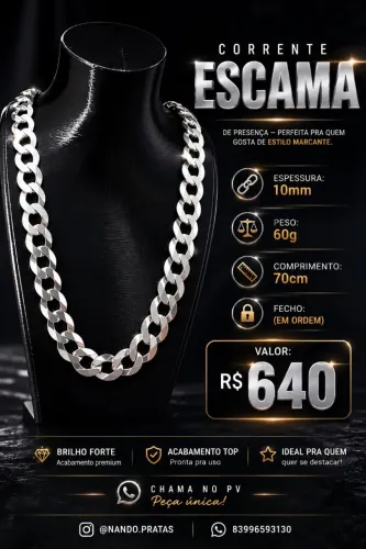 Cordao de prata 10mm