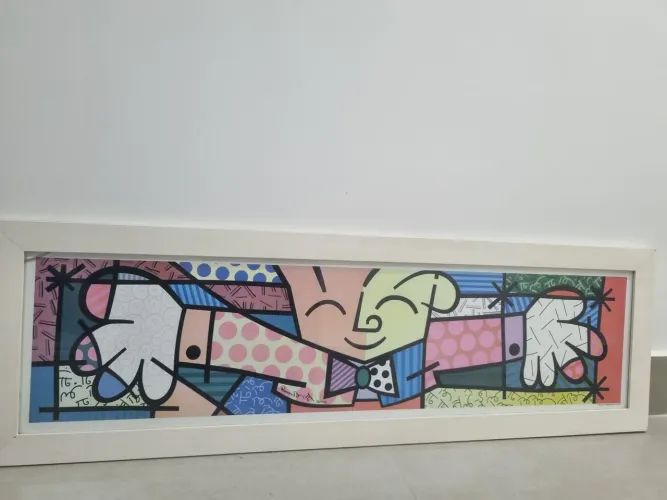 Quadro Romero Britto "The Hug" 107 X 35 cm