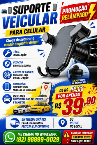 SUPORTE VEICULAR P/CELULAR E GPS - PROMOÇÃO RELAMPAGO NA WS SHOP