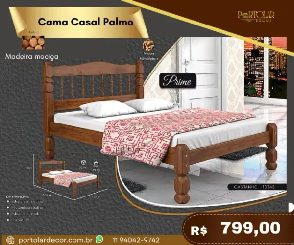 Cama casal Palmo, a pronta entrega