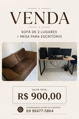 Sofá 2 lugares + mesa para escritório