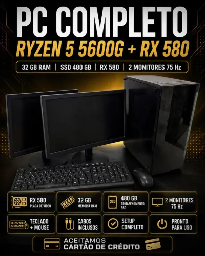 PC GAMER COMPLETO ? RYZEN 5 5600G + RX 580