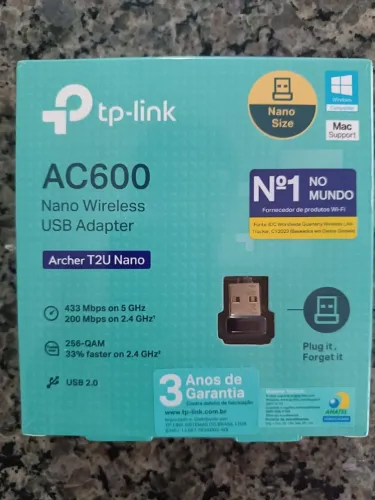 Novo! Adaptador Wireless, Tp-Link Archer T2u Plus, Ac600, USB, Dual Band