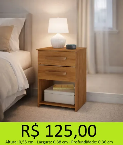 Mesa de cabeceira duas gavetas - frete fixo 29,00