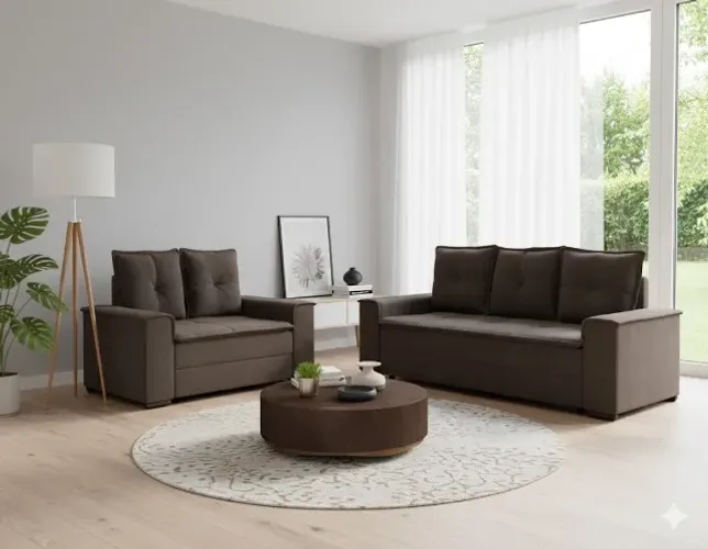 Sofá 2 e 3 lugares marrom novo de loja 