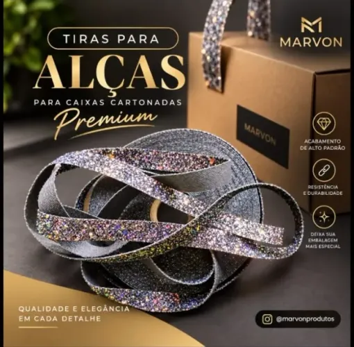Tiras Alças Premium Com GLITTER para Cartonagem E Artesanato - DIY