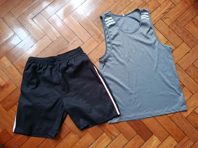 Conjunto de regata cinza e short preto M