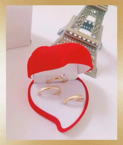 Par de Alianças Chanfradas Escovadas 3mm Ouro18K Banho + Solitário. Namoro, Casamento 