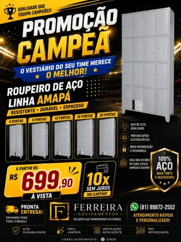 Roupeiro de aço pra vestiários com menor preço de recife entrega imediata 