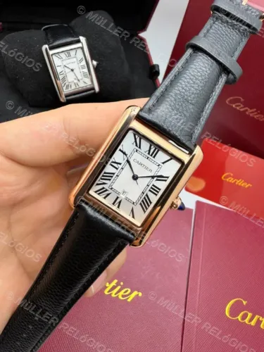 Cartier Tank 33mm Preto e Rosé